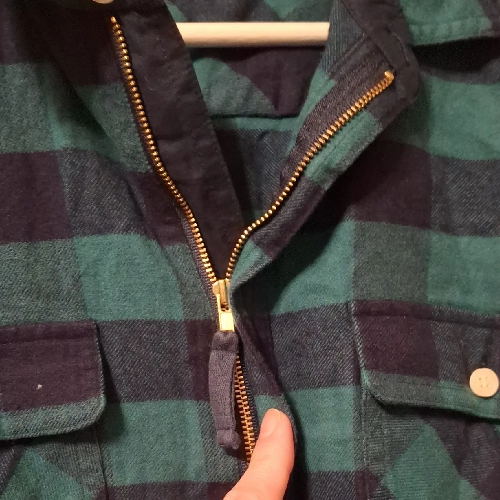 J. Crew Green And Black Plaid Flannel Half Zip Shirt S